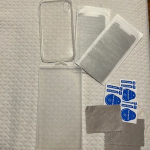 2 screen protectors compatible with iPhone Xr 3 dust cloths 3 sticker guides